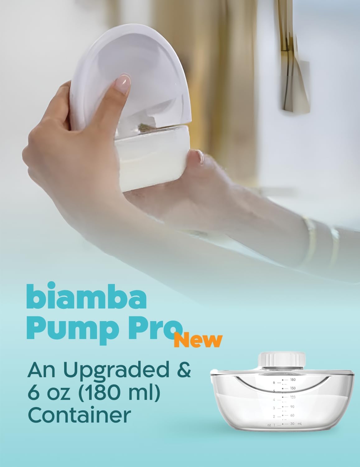 Pump Pro Portable Breast Pump Hands Free - 180mL Capacity Wearable Breastfeeding Pumps with App Control, Electric Hands Free Breast Pumps with 3 Modes, 9 Suction Levels, Slim Design, Double