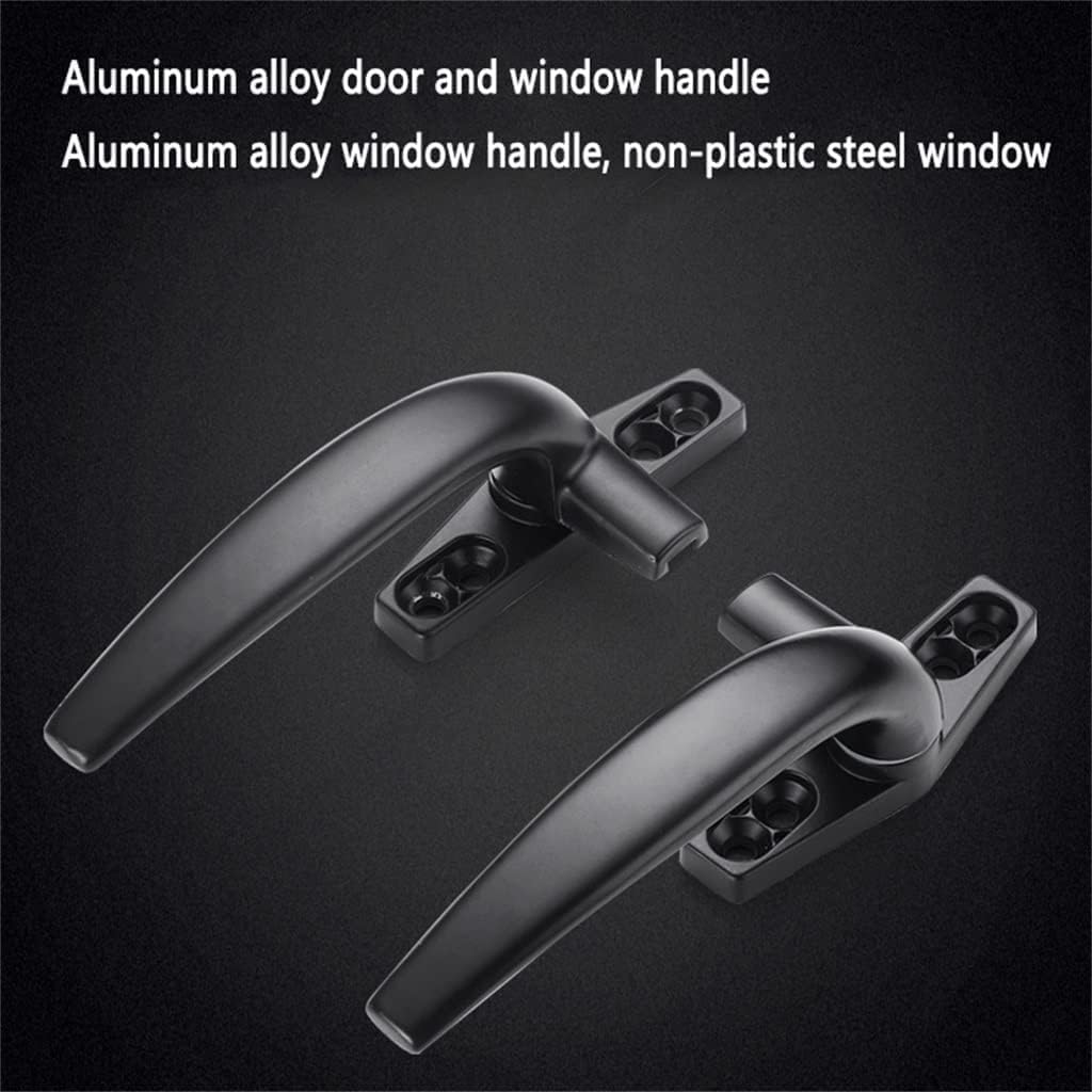 window handle， Thick Aluminum Alloy Outer Window Fittings Outreach Lock Anti-Theft Handle(Svart)