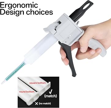 Dispensing Gun 50ml Two-Component Glue Gun 1:1/2:1 Epoxy Glue Gun, Epoxy Gun Suitable for 1:1 Double Cartridges, with 8pcs Mixing Nozzle (1:1 Dispensing gun)