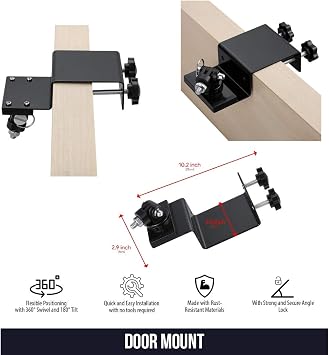 Wasserstein Door Mount Compatible with Arlo HD/Pro/Pro2/Pro3/Pro4/Pro5S/Ultra/Ultra2/Essential, Blink Outdoor/XT2, Ring Stick Up Cam Battery/Spotlight Cam Battery, eufyCam E/2/2C (Black)