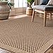 CAMILSON Easy Jute Rug 5x7, Indoor Outdoor Natural Color Fiber Area Rugs for Living Room Patio and Kitchen Rug, Sisal Boho Woven Design, Easy-Cleaning, Washable Outside Carpet Alfombras (5 x 7)