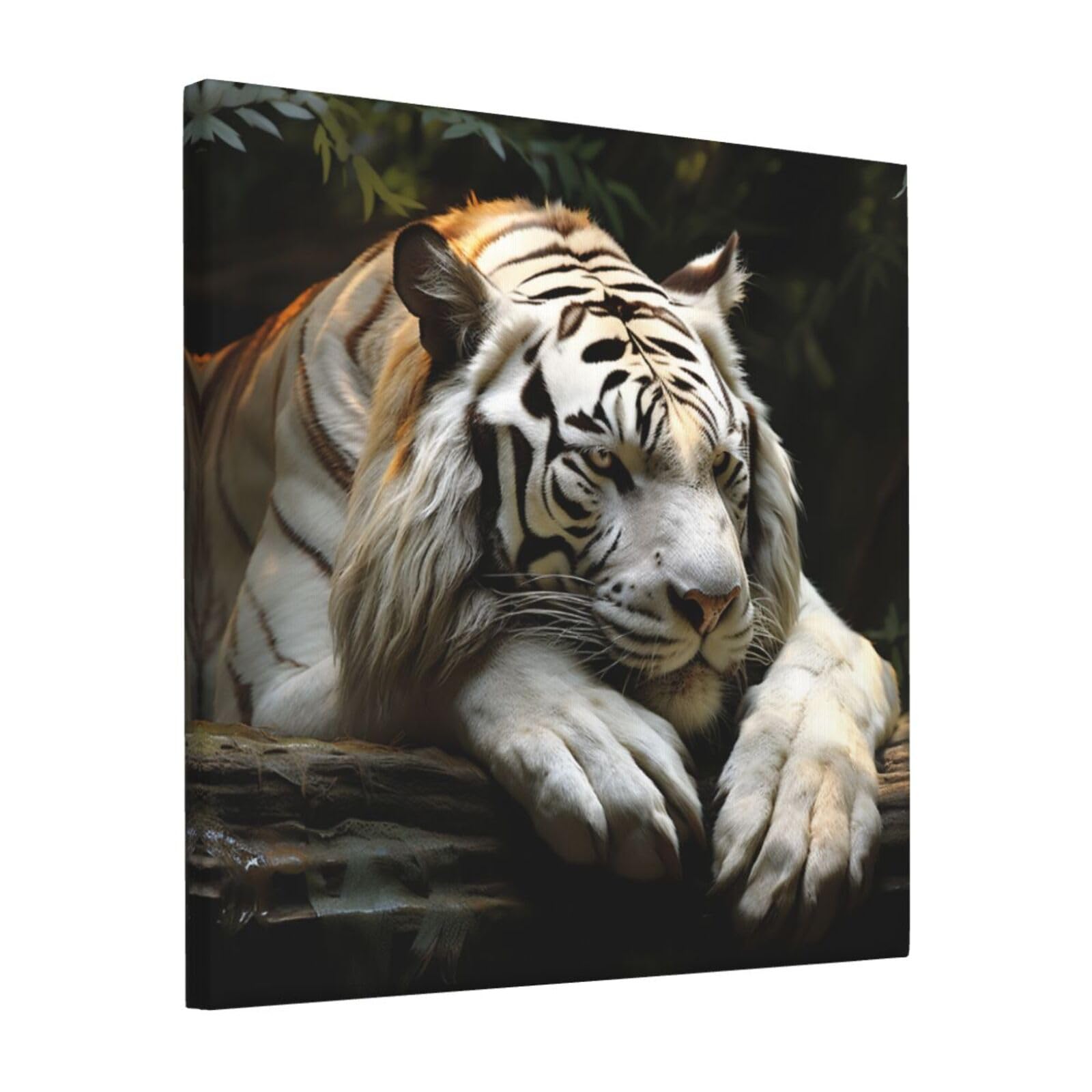 FodPand Lying Tiger Canvas Wall Art for Living Room Wall Decor 12"x12" Modern Artwork Painting Pictures Hanging Canvas Prints Aesthetic Wall Art for Bedroom Bathroom Office Wallart Decor