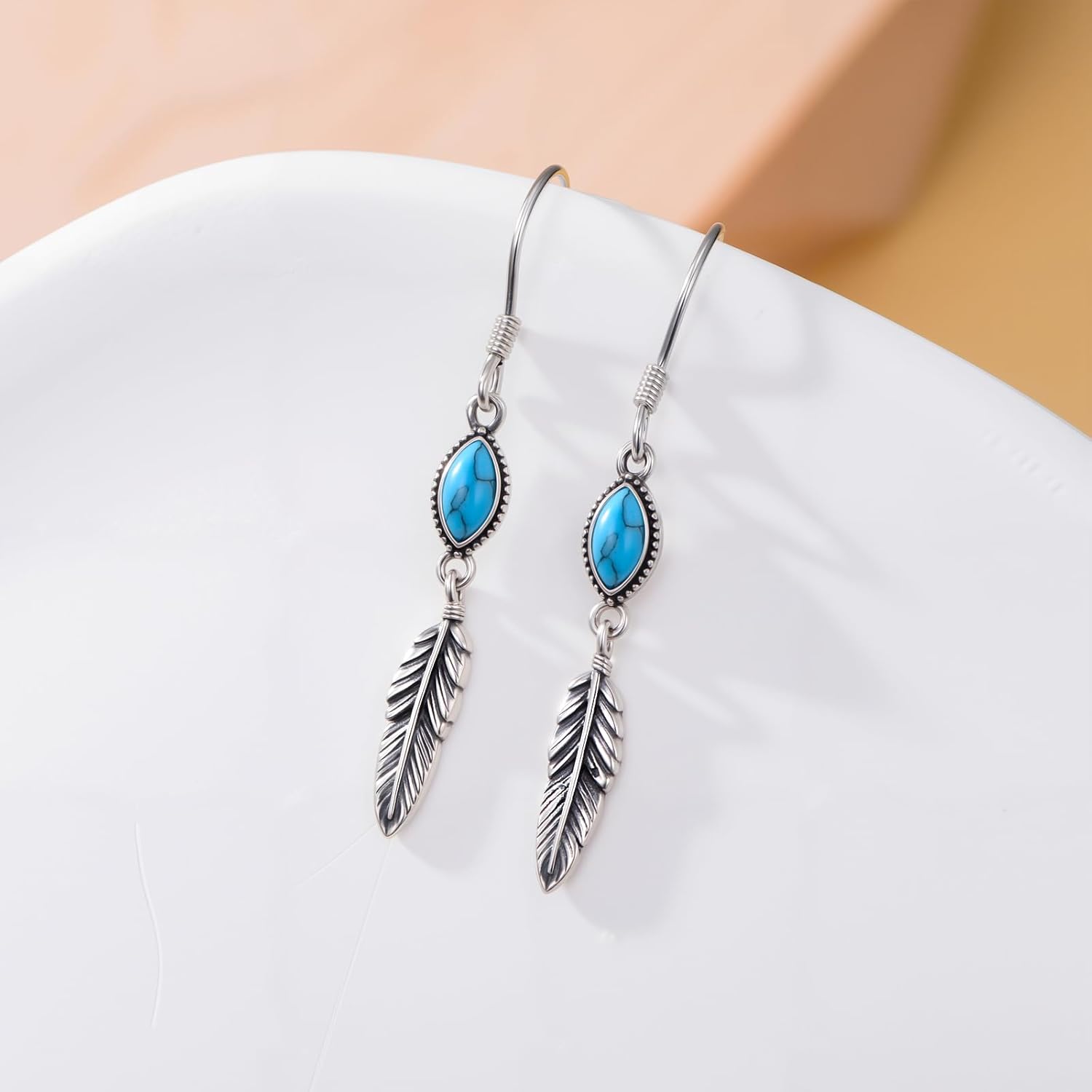 Feather Earrings for Women 925 Sterling Silver Western Boho Drop Dangle Earrings Vintage Feather Jewelry Gifts - Image 4
