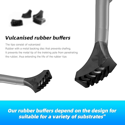 Miniatura 4 de Paquete de 6 bastones de senderismo con puntas de goma, protectores de puntas de repuesto para bastones de senderismo, se adapta a la mayoría de