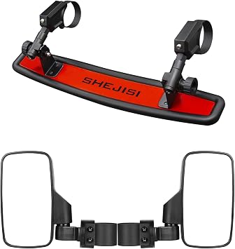 SHEJISI UTV Mirror, 2022 New RZR Rear View Mirror Adjustable for Best View, For 1.75 to 2 Inch Roll Cage, Compatible with Polaris RZR, Can Am X3, Kawasaki Mule, Honda Pioneer