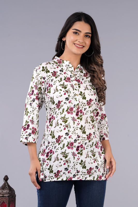 Image of Jikonet Women's Printed Rayon Straight Short Kurti
