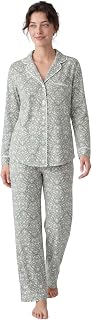 Laura Ashley レディース フラシ天ニットパジャマ 2ピース ウルトラソフト 起毛長袖 ボタンダウントップとパンツ 寝間着セット