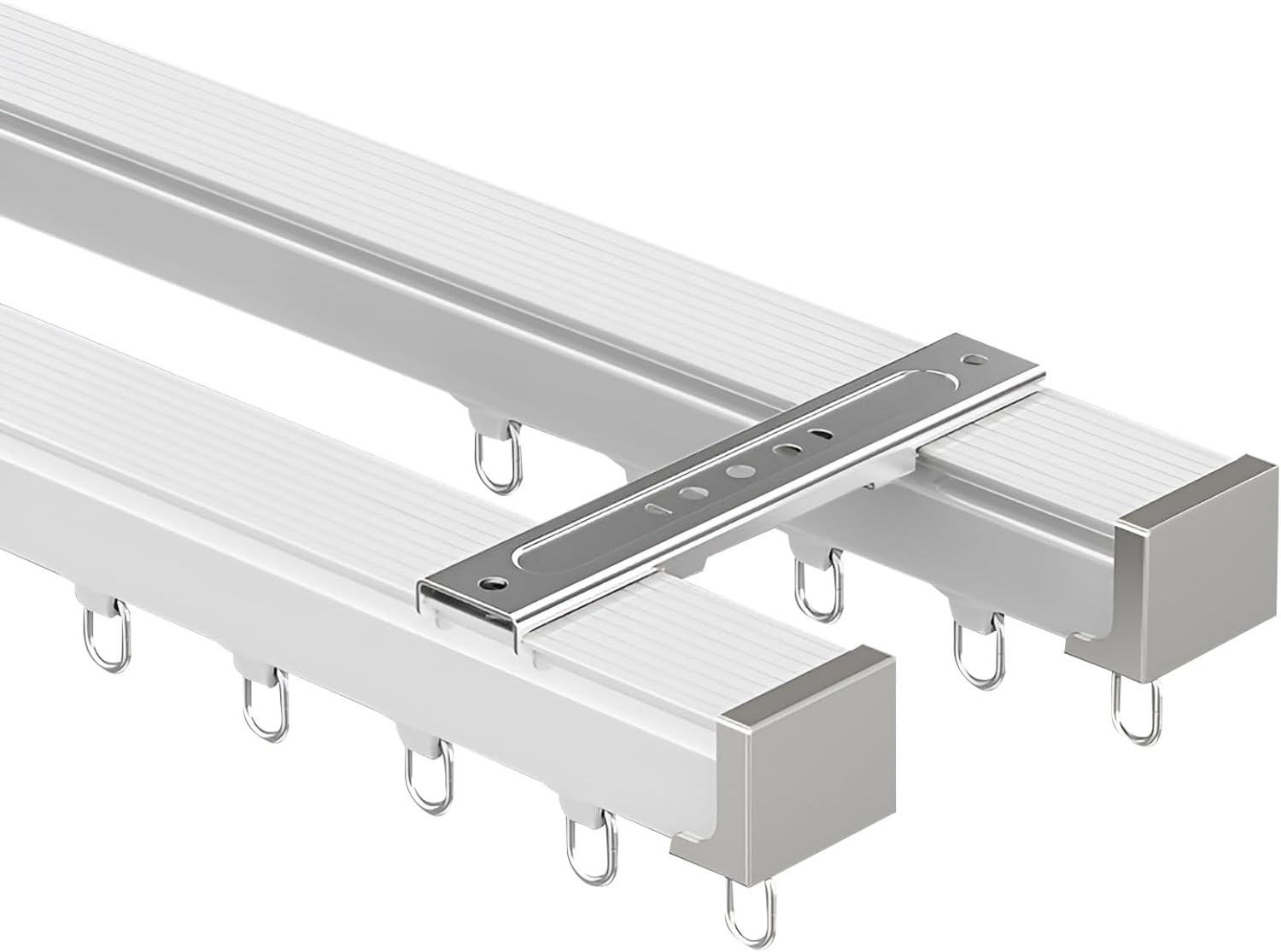 Heavy Duty Double Track Ceiling Curtain Rail Kit - Silent Room Divider Aluminum Curtain Rods for Privacy in Open Spaces (White, 100cm/3.28ft)