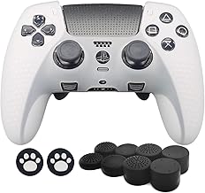 MOJOXR Controller Silicone Cover and Stick Caps for PS5 DualSense Edge Wireless Controller,Anti-Slip Protector Skin and 10 Thumb Grip Caps Accessories for Playstation5 Edge Controller (White)