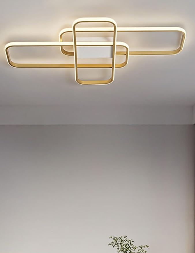 SSHIRUYI LED plafondlamp Moderne LED plafondlampen Vierkante inbouwlampen met afstandsbediening en dimfunctie Moderne, eenvoudige lamp voor woonkamer slaapkamer en lounge (Goud, 75cn) photo 3
