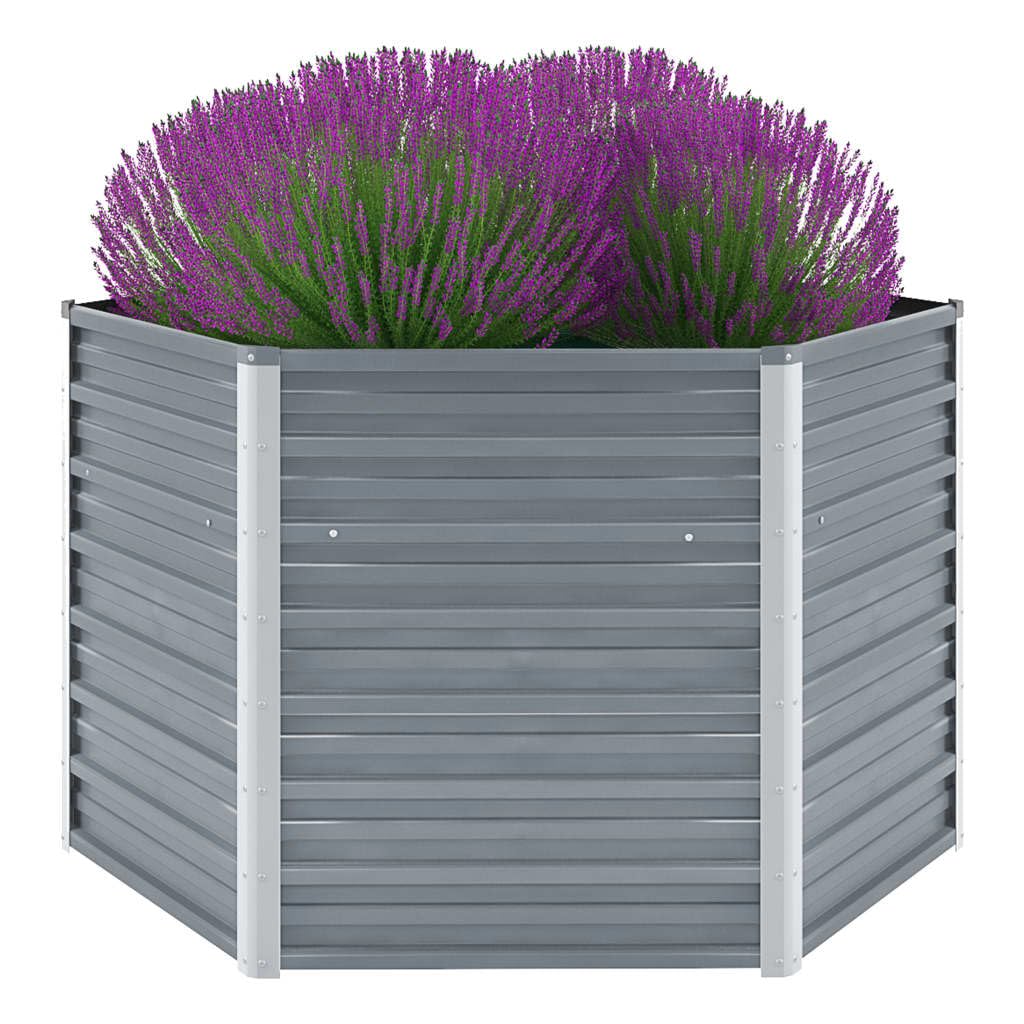 Grey Vidaxl Garden Raised Bed Galvanised Steel 129X129x77 Cm