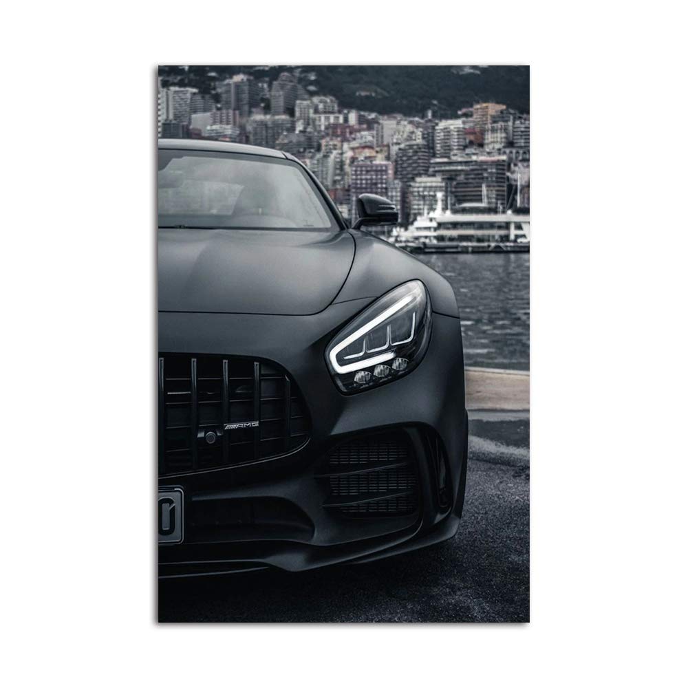 Idée cadeau toile voiture noire ville affiche art de rue originale 80x120 cm