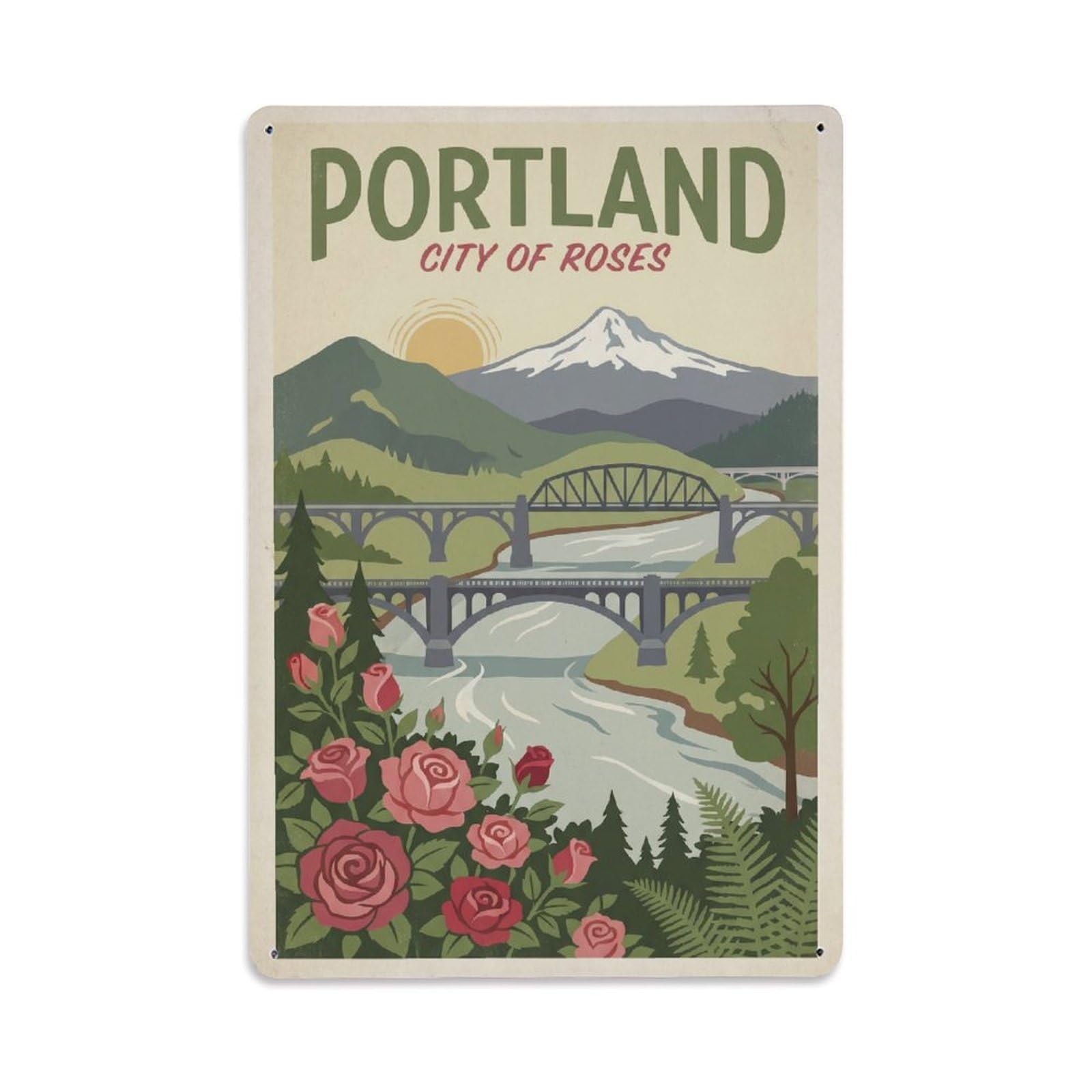 Gead 8X12inch Style Usa Portland Travel Retro Metal Tin Sign