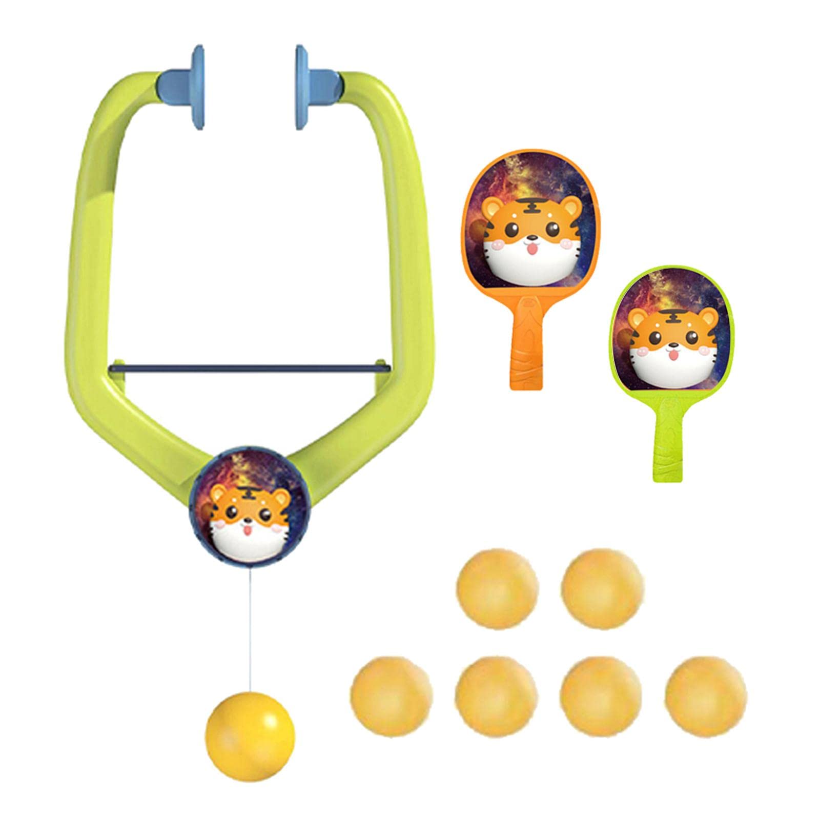 2 Pezzi Pong Set da Interno Appendibile Racchette Palle Portatile Migliora Reazioni Adatto Divertimento Familiare Allenamento
