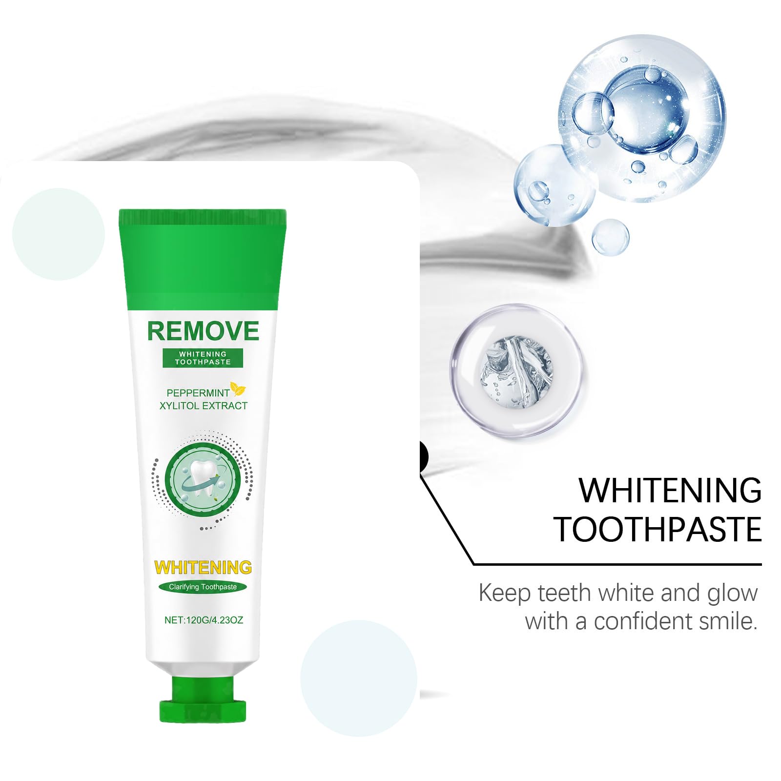 Dentifrice blanchissant à la menthe poivrée au xylitol, pâte détachante en profondeur, gel blanchissant pour les fumeurs, crème haleine fraîche, dentifrice haleine fraîche à la menthe soins (9PCS)
