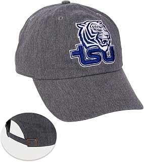 Tennessee State University Baseball Hat TSU Tigers Brimmed Embroirderd Cap Adjustable Cloth Strap Adult (Style A) Grey