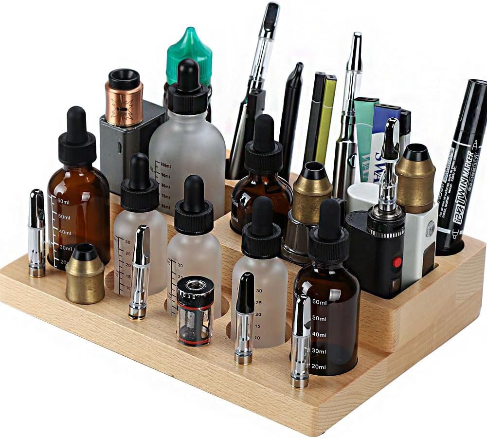 HUIZHU W-ooden Desk Vape Stand Organizer Desk Holder (245MM * 180MM * 50MM)