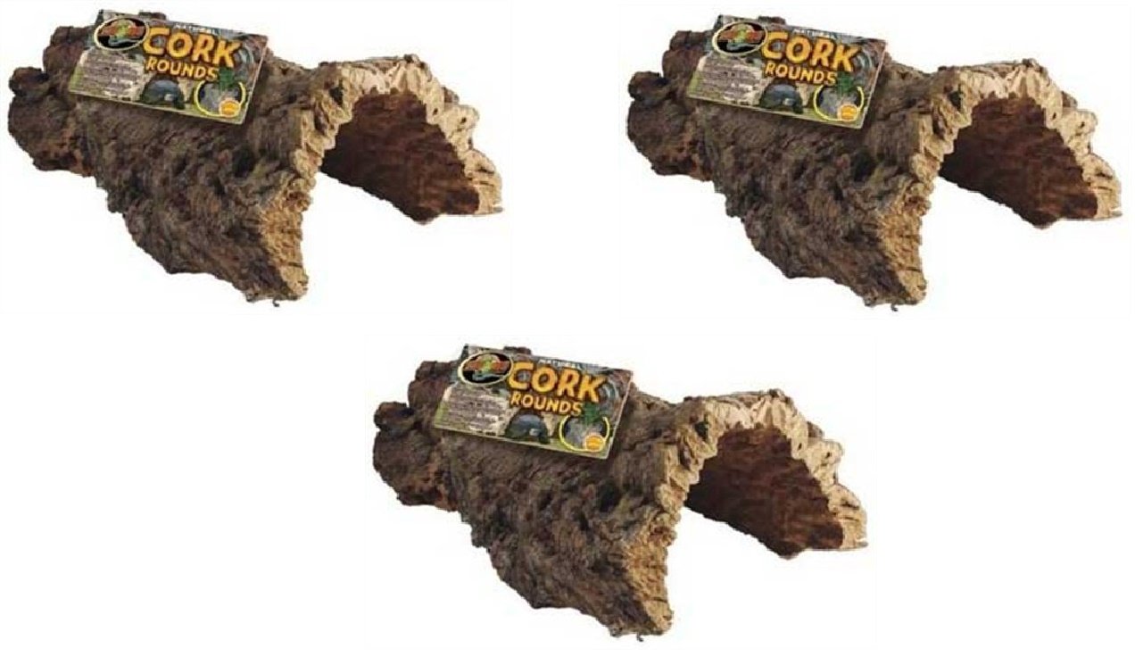 Zoo Med Natural Cork Bark Round Log Large for Reptile Terrariums - 3 Pack