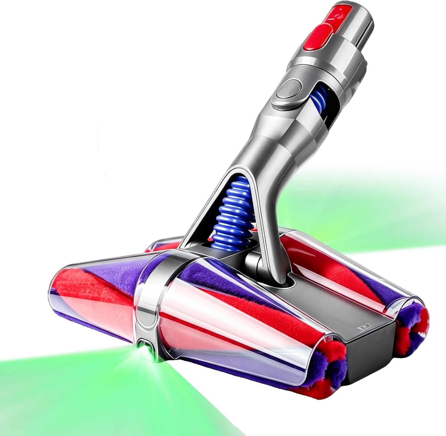 PencilVac Fluffycones Staubsaugerbürstenkopf für Dyson V10 V11 V15 SV10 SV11 SV12, Hartbodendüse mit Dualen Grünen LED-Leuchten, Anti-Tangle Staubsaugeraufsatz für Tierhaare