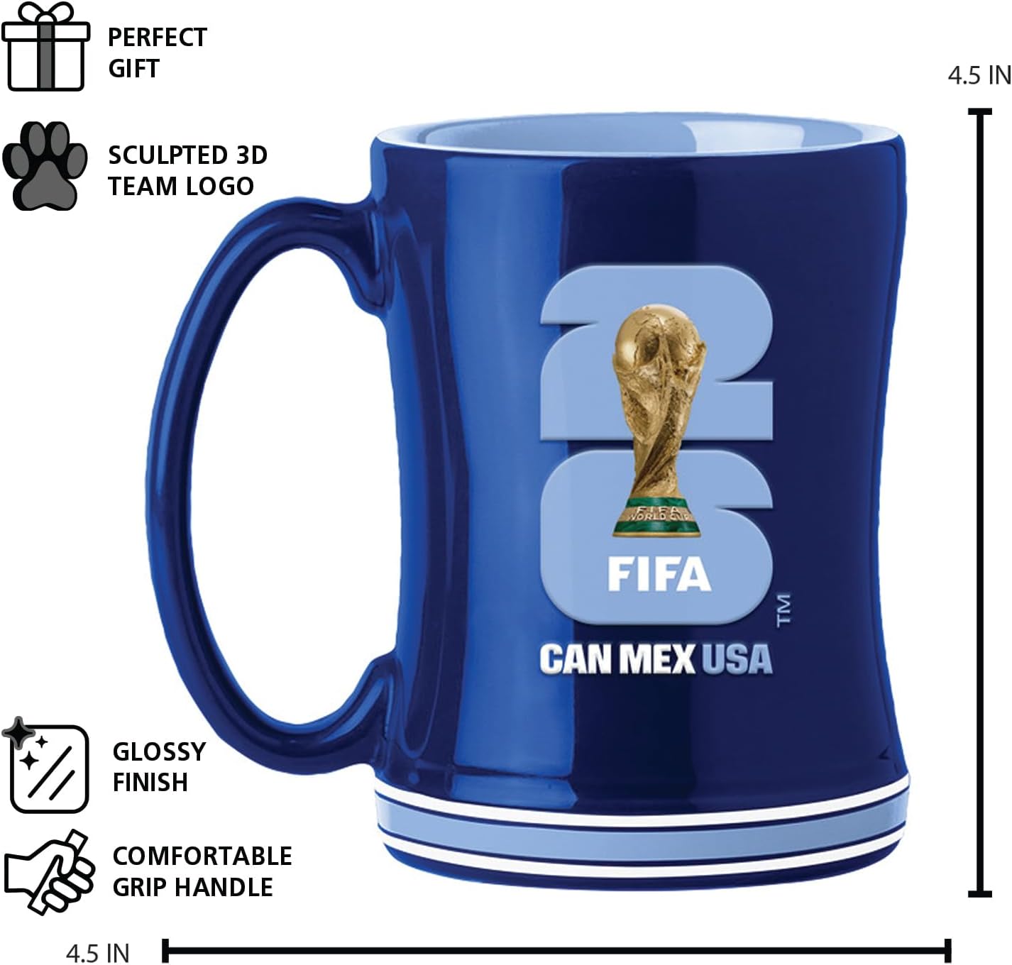 Soccer FIFA World Cup 2026 14oz Sculpted Relief Mug – Bold Ceramic Coffee Cup With Raised Design – Great Gift For Soccer Fans & Collectors
