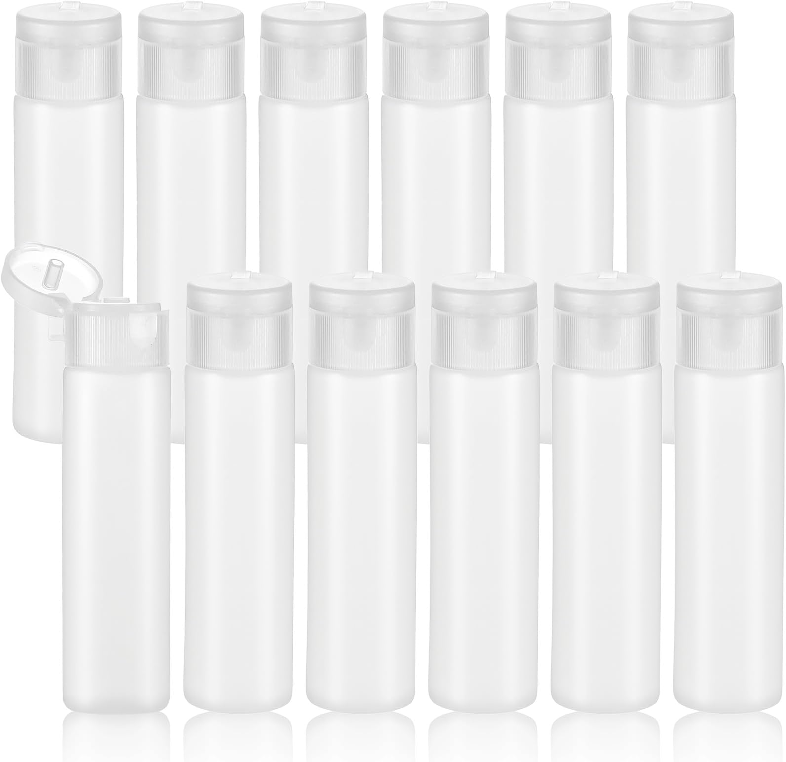 12pcs 0.6 OZ Travel Squeeze Bottle, Clear Mini Travel Bottles Travel Bottles Plastic Toiletry Bottles, Refillable Leak Proof, Flip Cap Squeeze Cosmetic Sample Containers for Lotion Emulsion Foundation