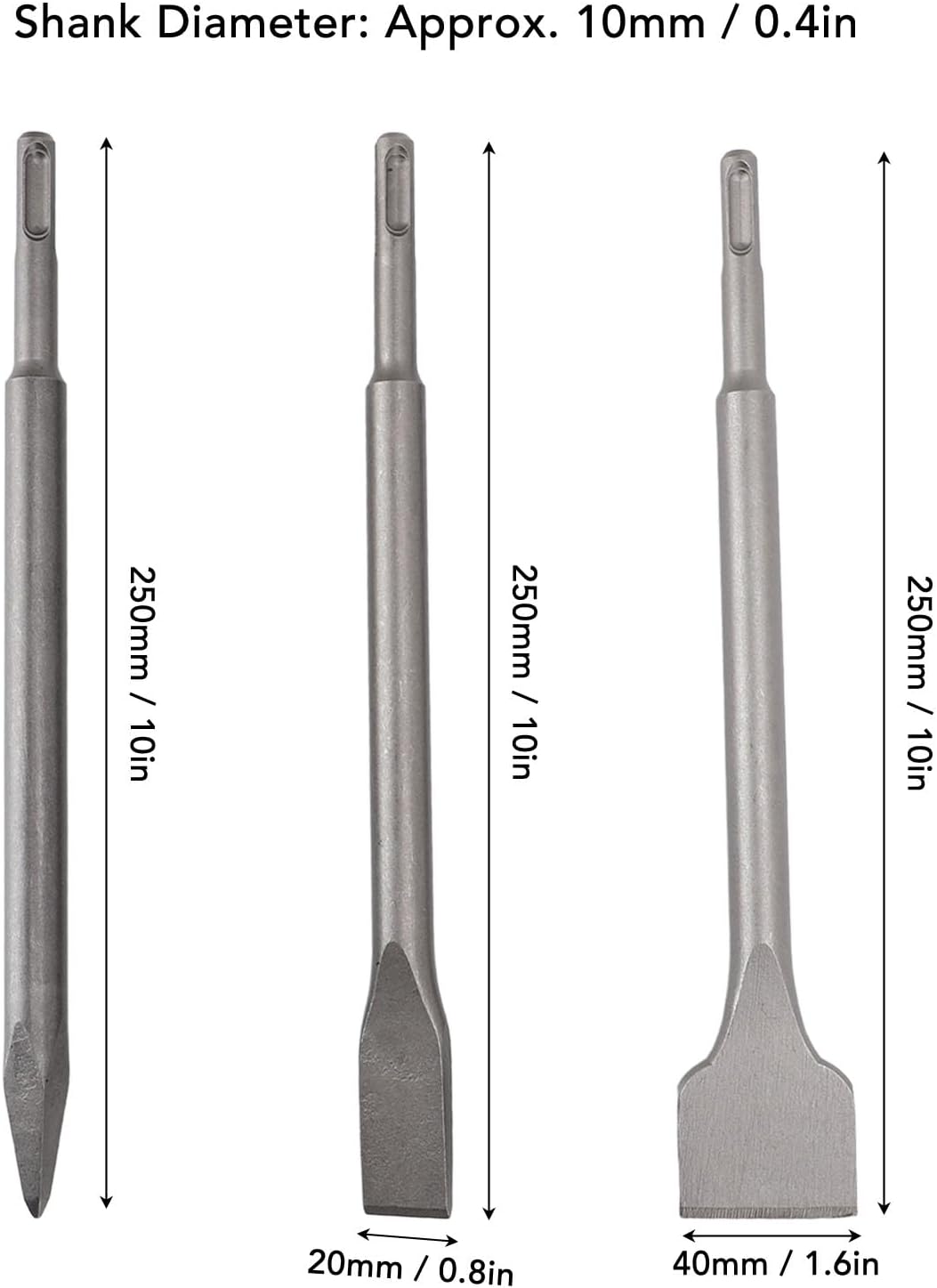 WALFRONT 6PCS Hammer Drill Chisel Set Versatile Flat Point Scaling Chisel Bits For Brick Concrete Cement Compatible with Most Electric Hammers