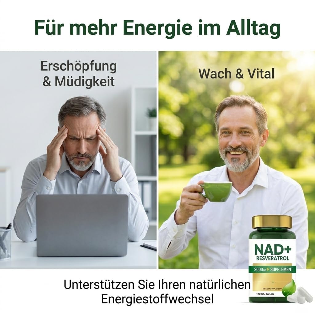 NAD Plus Resveratrol Kapseln, Hochdosierte NMN Alternative Supplement für Tägliche Energie, 120 Stück