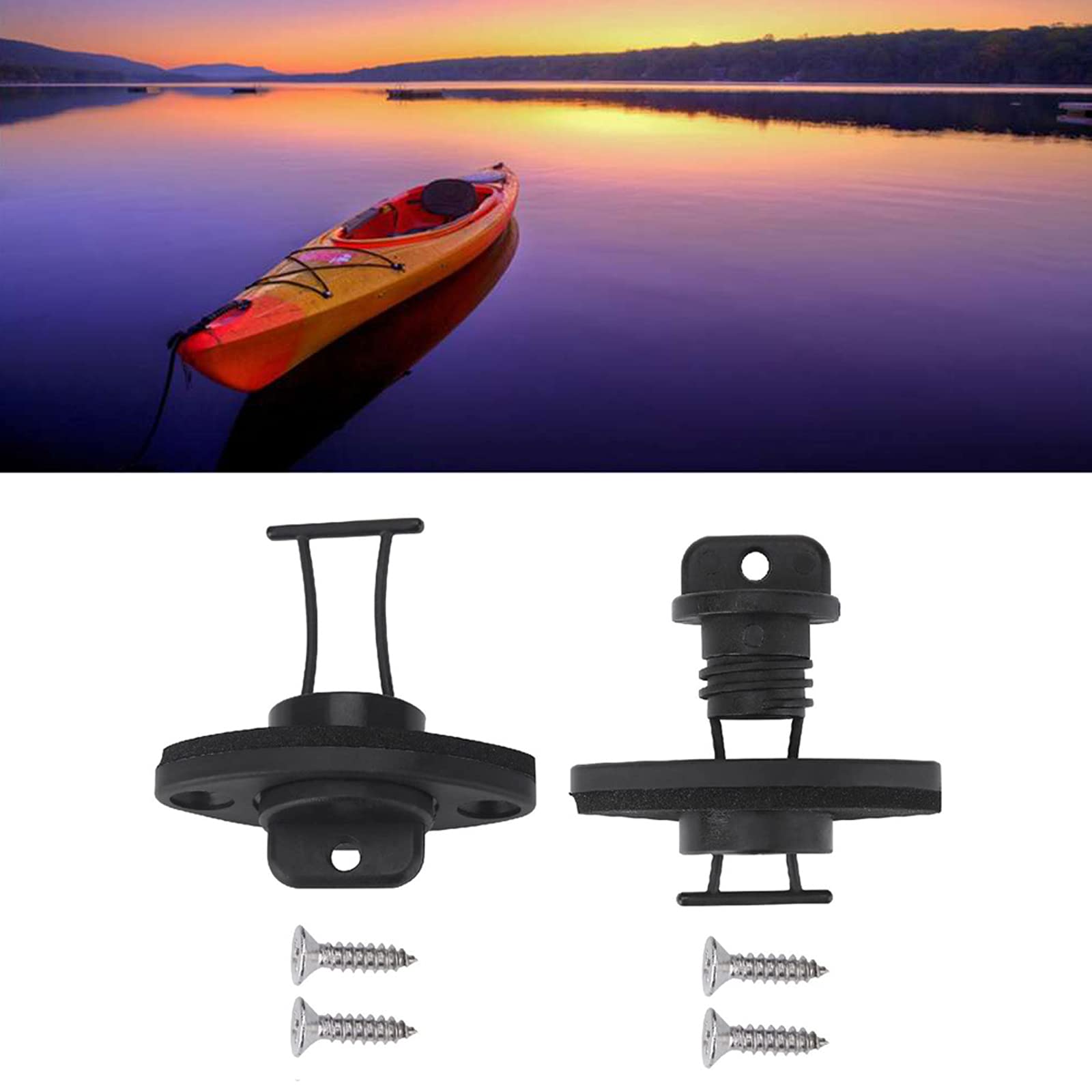 SHANGHh Set di 4 tappi di scarico in plastica nera per kayak, canoa, barca, tappi di scarico