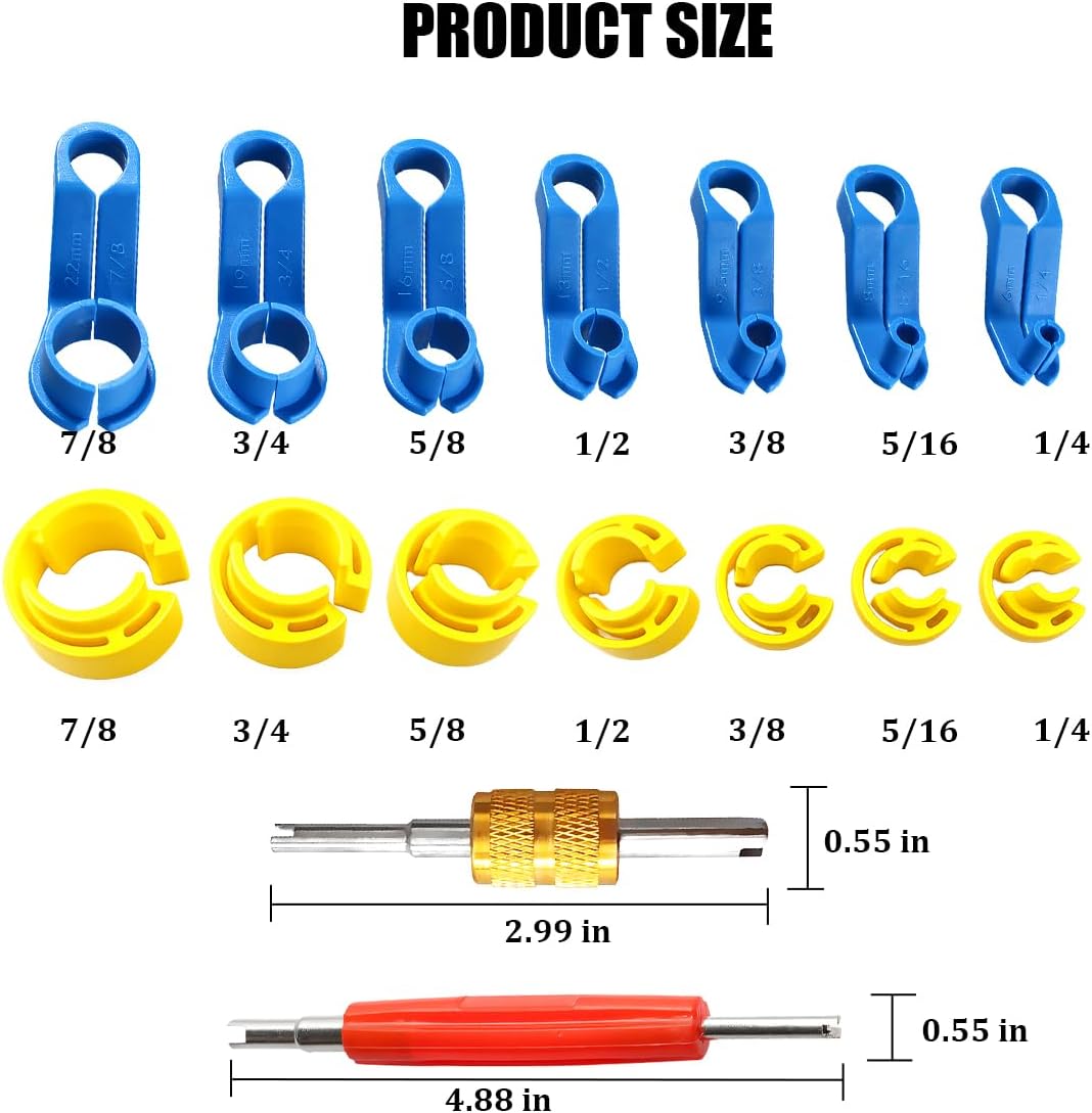 16 Pack AC and Fuel Line Disconnect Tool Set, 1/4-7/8 Inch