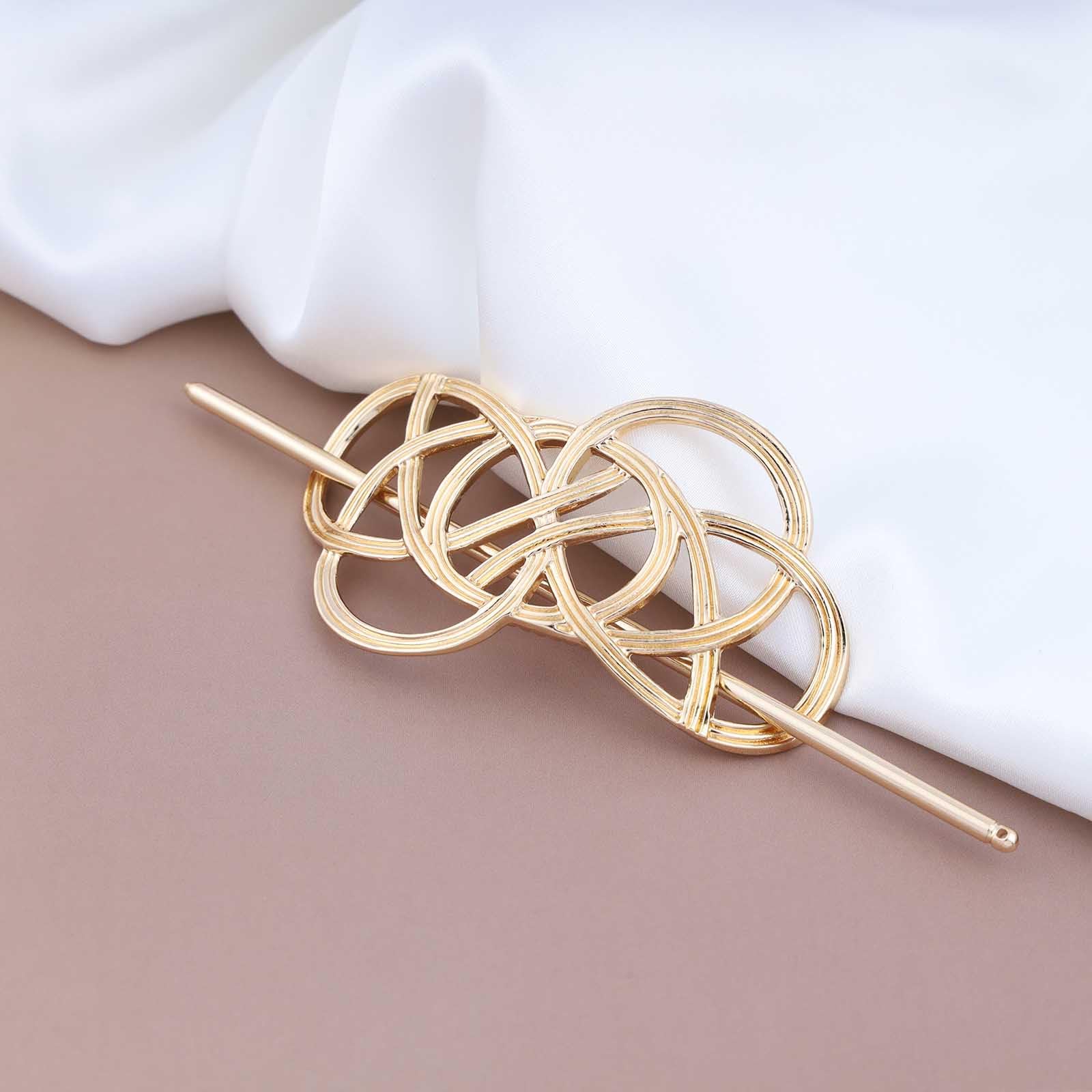 Gold Celtic Knot Hair Slide with Decorative Pin HHBEAUTY Vintage Viking Celtic Hair Clip, Gold Celtic Knot  main image 2