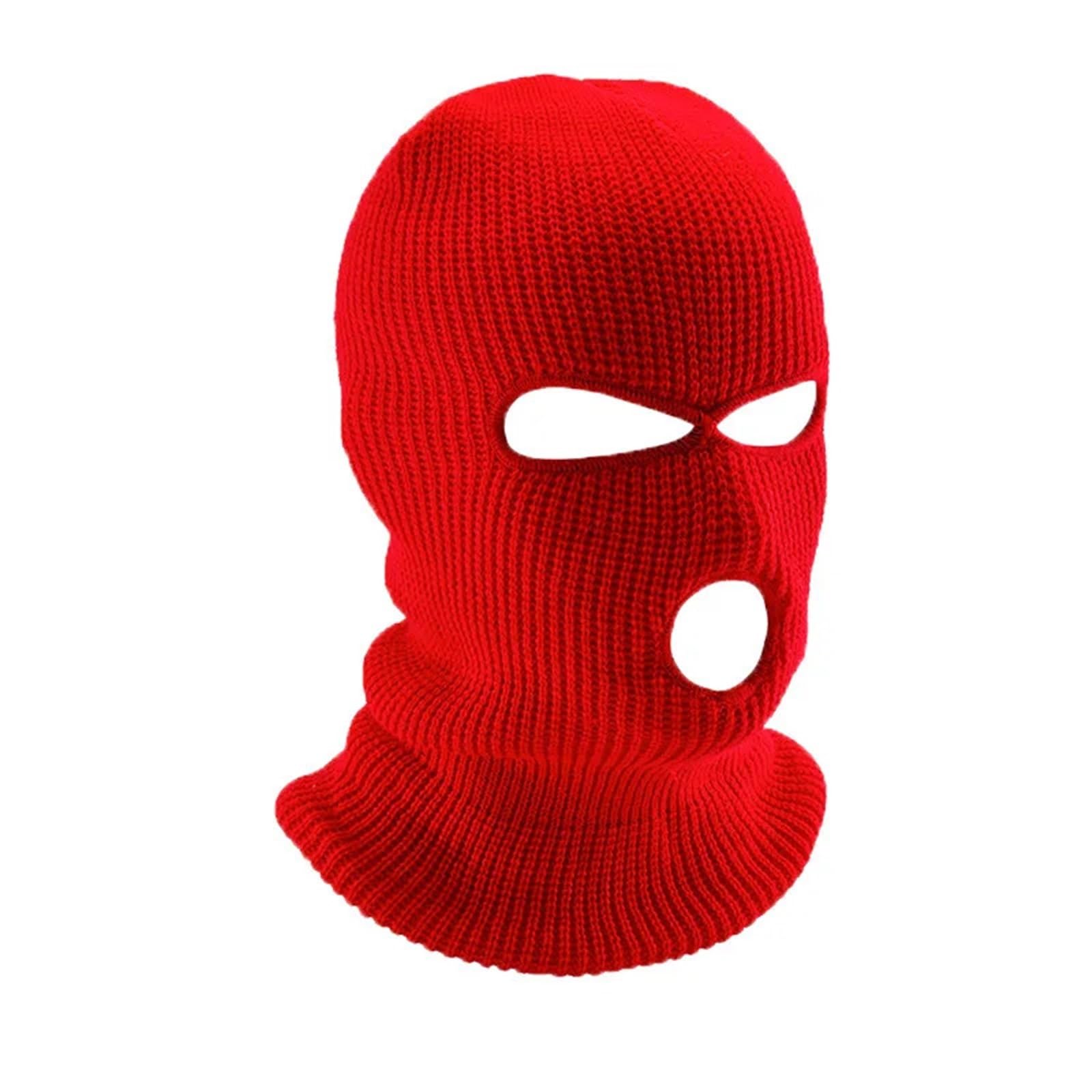 2 pasamontañas de Punto for Hombre, Resistentes al Viento, con Cara Completa, Bordados, cálidos, Invierno, 3 Agujeros para Esquí Ciclismo