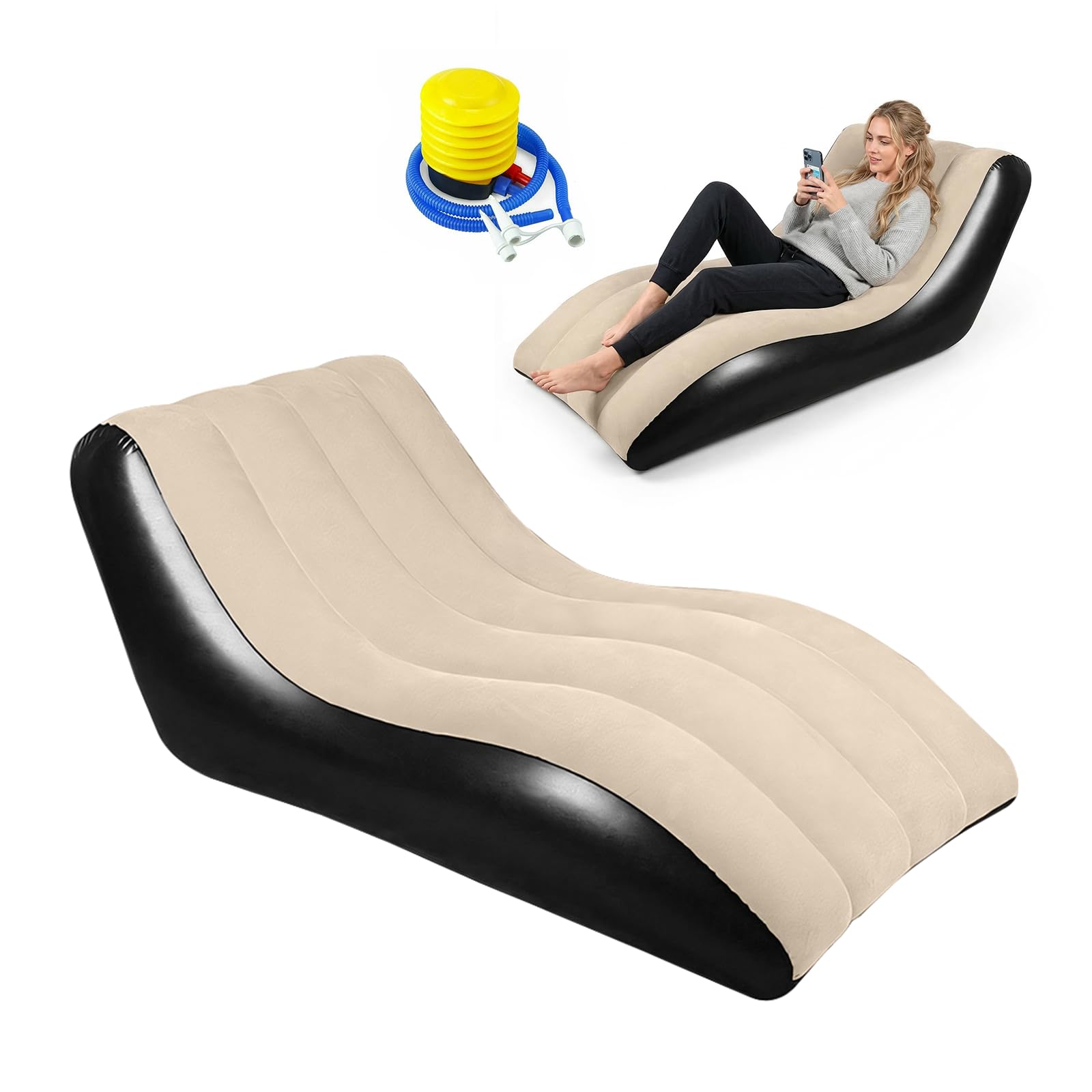 Aufblasbares Sofa, Aufblasbarer Sessel, Wasserdichtes Luftsofa Aufblasbares, Sessel, Sofa und Couch mit Beflockter Oberfläche für Wohnzimmer, Couch Aufblasbar Outdoor Camping