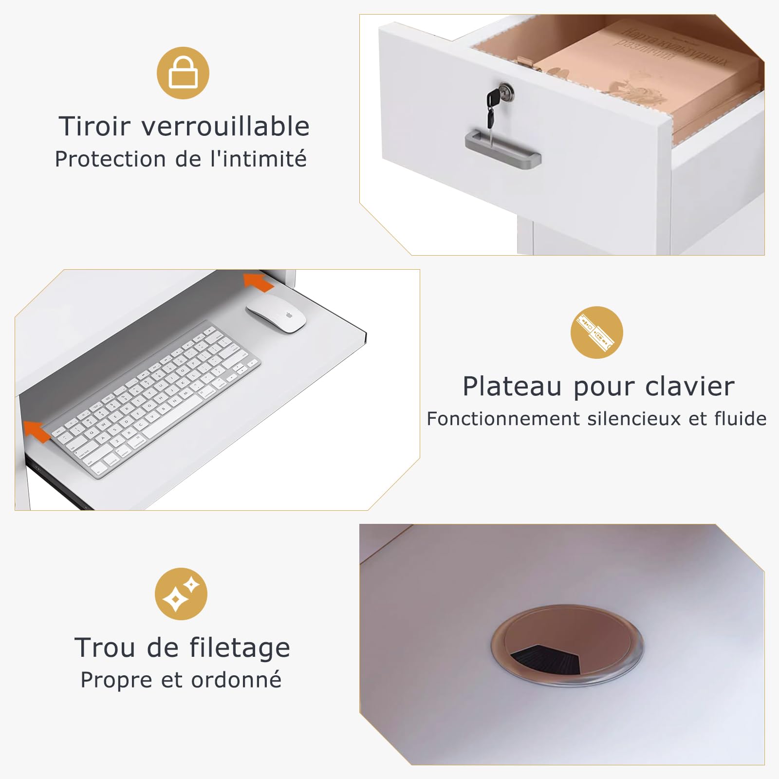 Comptoir de Réception, avec tiroir et étagères Ouvertes, comptoirs d'accueil de 100 à 220 cm, Moderne pour Bureau, adapté aux Salons, Bureaux, Halls d'entrée et magasins de détail