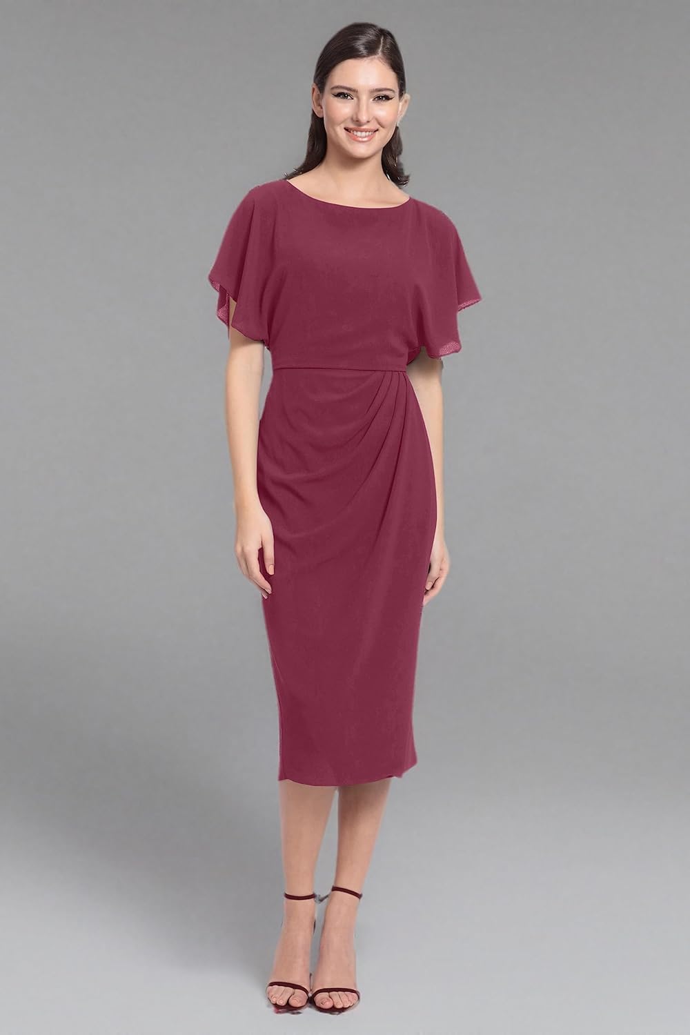 Maggy London Women's Dresses Boat Neck Flutter Sleeve Dress Occasion Event Guest of - Image 4