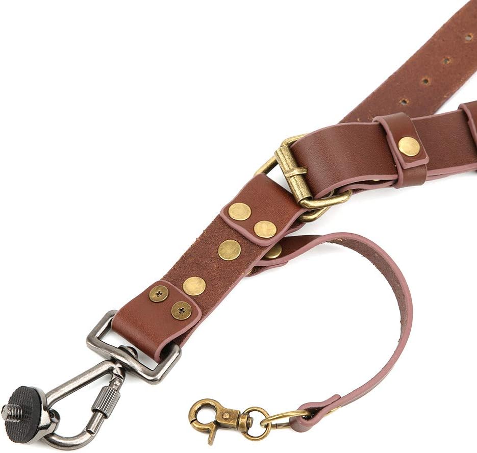 Ejoyous Camera Strap Leather for 2 Cameras, Vintage Double Camera Strap Shoulder Strap Belt Adjustable Camera Carrying Strap Neck Strap, for DSLR SLR Camera