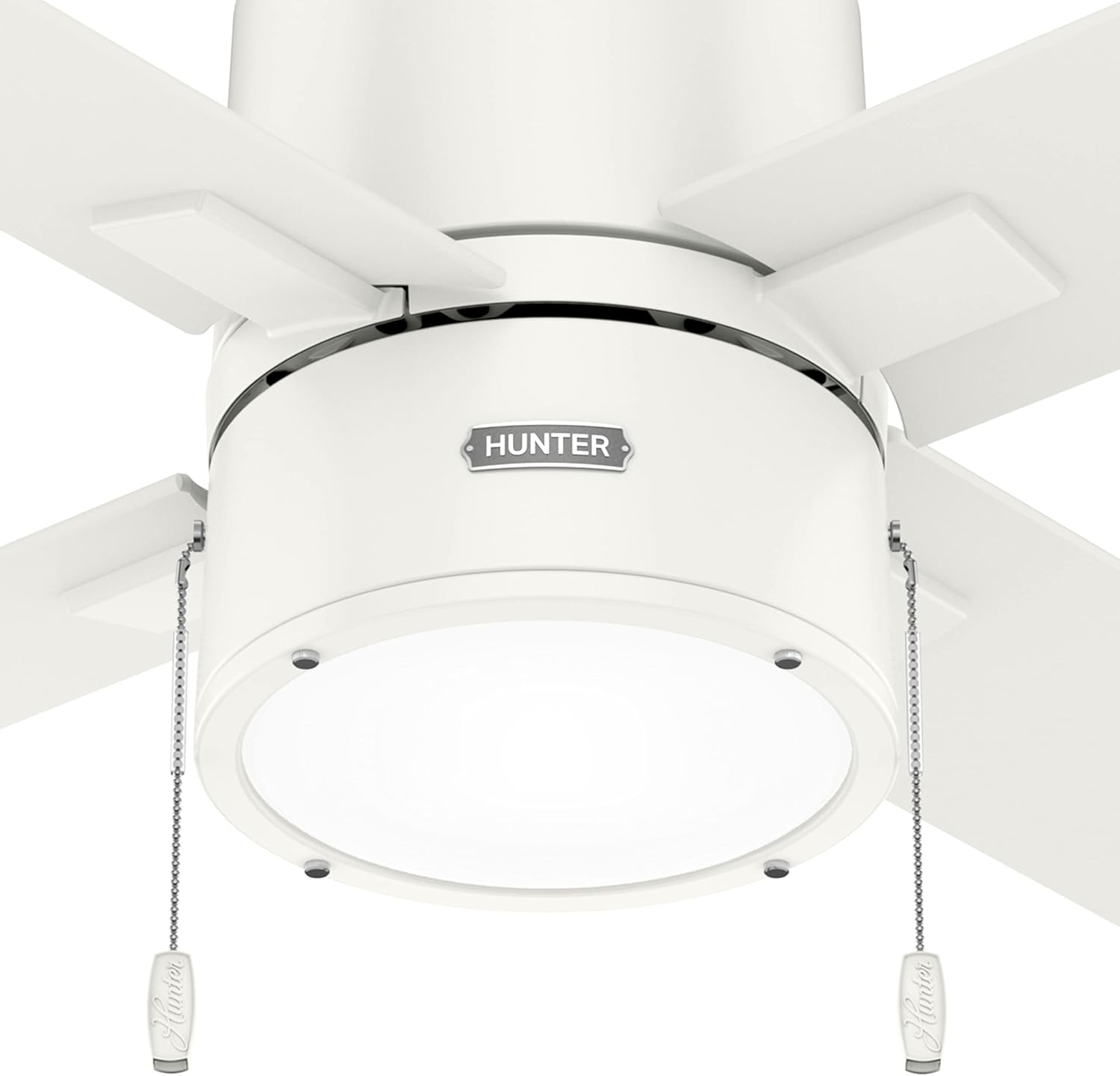 Hunter Fan 52 Inch Casual Fresh White Finish Indoor Ceiling Fan With LED Light Kit and Pull Chain (Renewed)