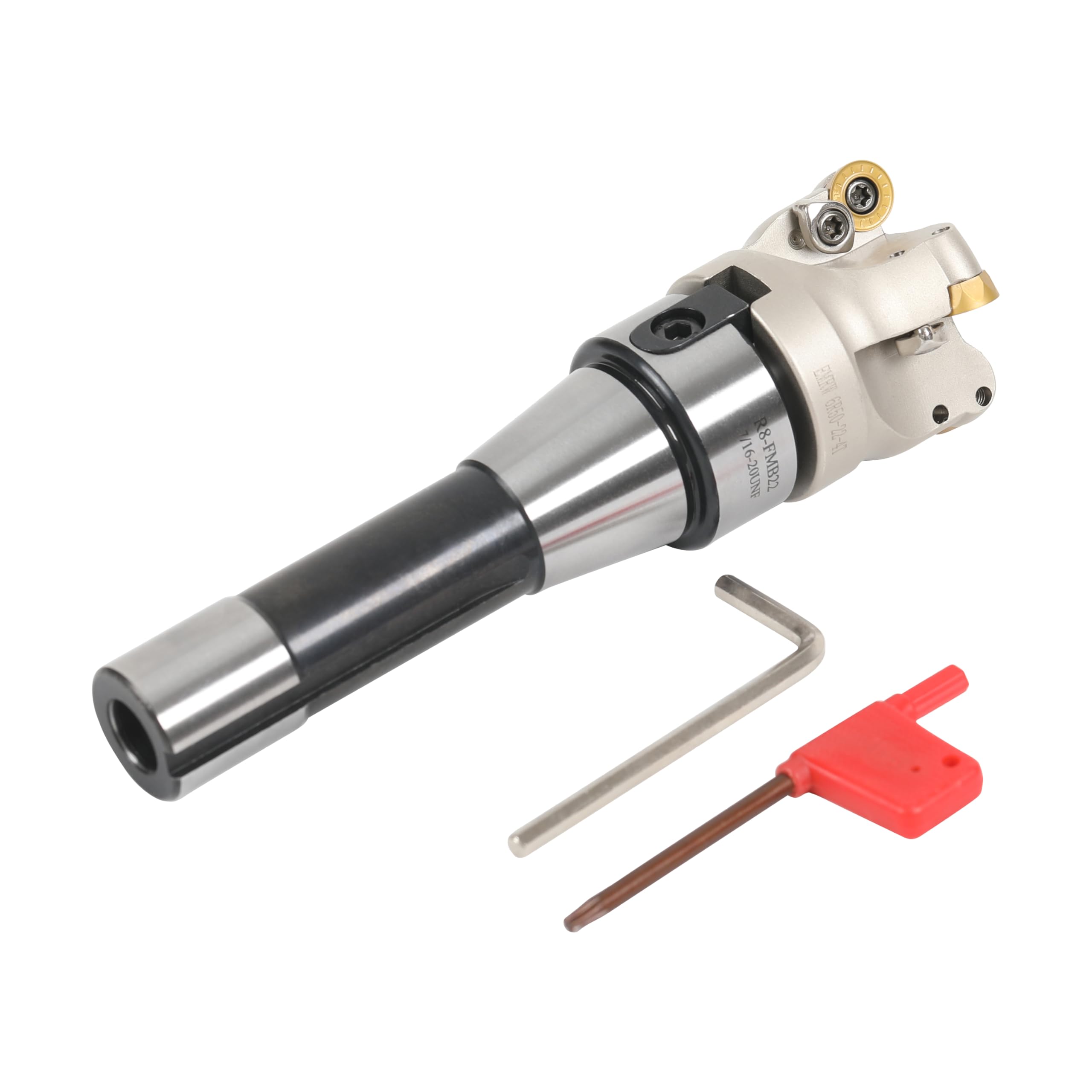 HFS(R) Face Mill Cutter Holder 63mm R8-FMB22 Shank with Cutter Inserts and Spanners for Milling — Amazon image 10