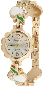 Qtqgoitem Lady White Green Pattern Band Flower Shape Dial Case Bracelet Watch (Model: faf 845 4d6 c7b 7f6)