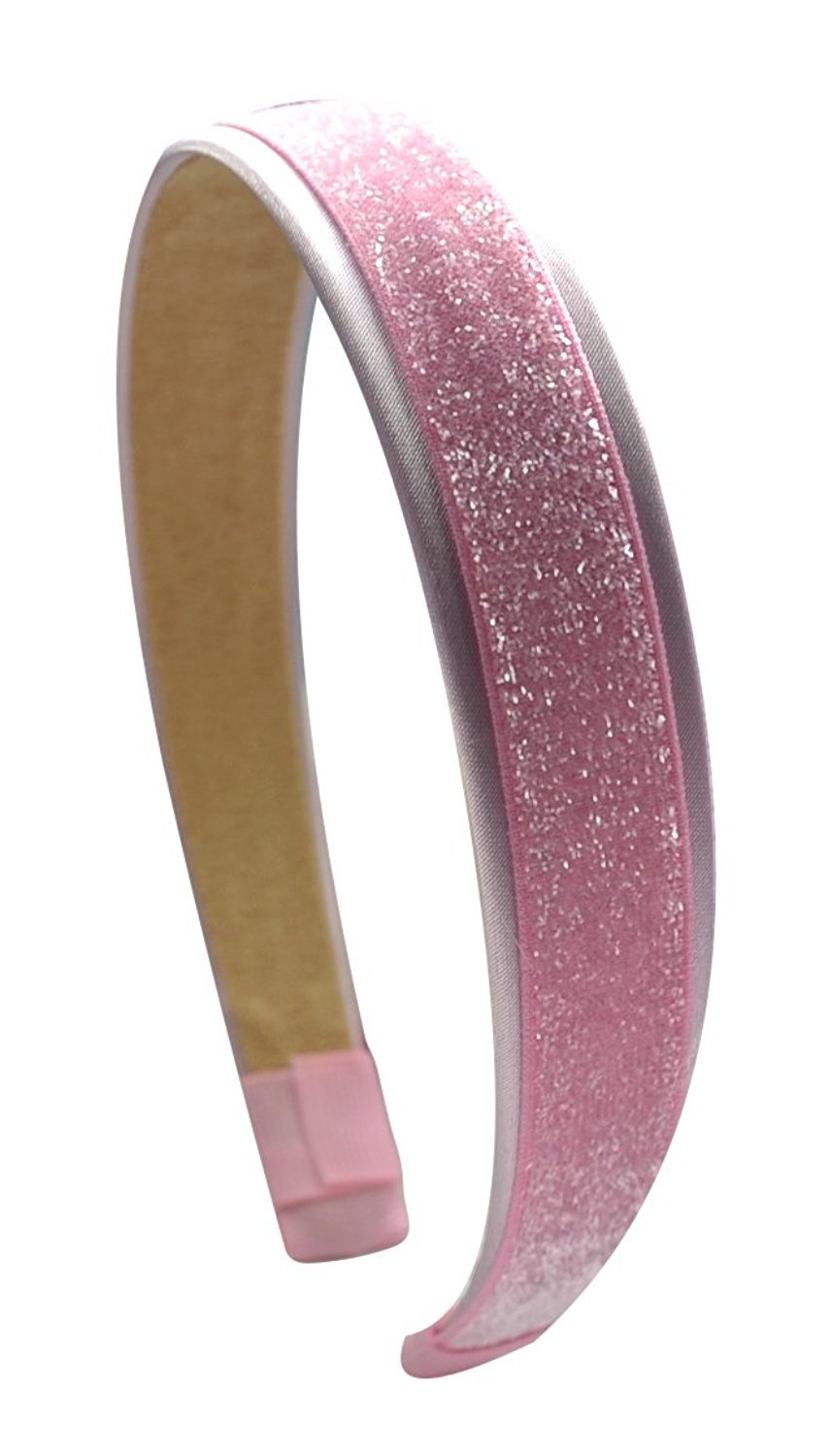 Funny Girl Designs Girls Satin and Glitter Arch Headband (Light Pink)