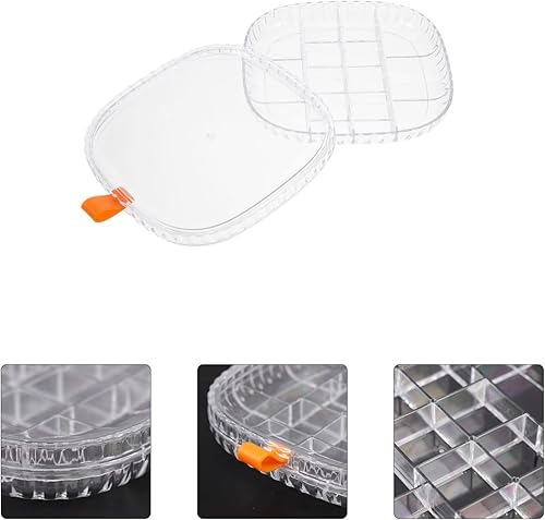 Miniatura 3 de Zerodeko Joyero para aretes, caja organizadora de joyas transparente, 16 rejillas, contenedor de almacenamiento de plástico para cuentas, arte,