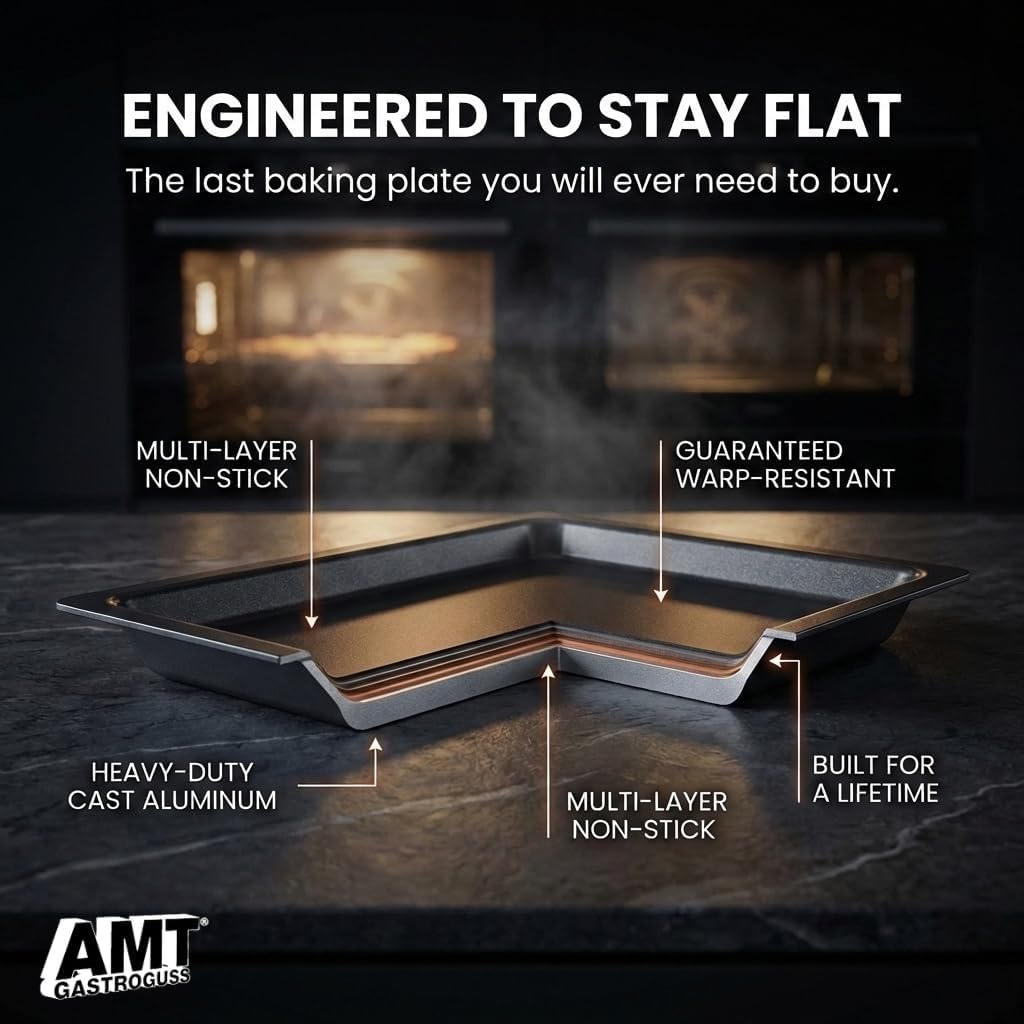 AMT Gastroguss The "World´S [...]" Next Generation´s Baking Plate, 17.6 x 13.4 in, 1.2 in high, cast Aluminum, Lotan® Non-Stick Coating, Non-Induction, AMZN-OP3447-US