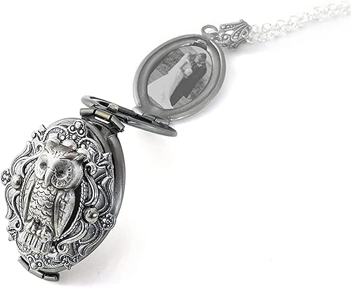 personalized locket necklace with photo, Owl Necklace Custom 4 Photos Locket Necklace Memorial Gifts for Women, Customized Locket for family photo