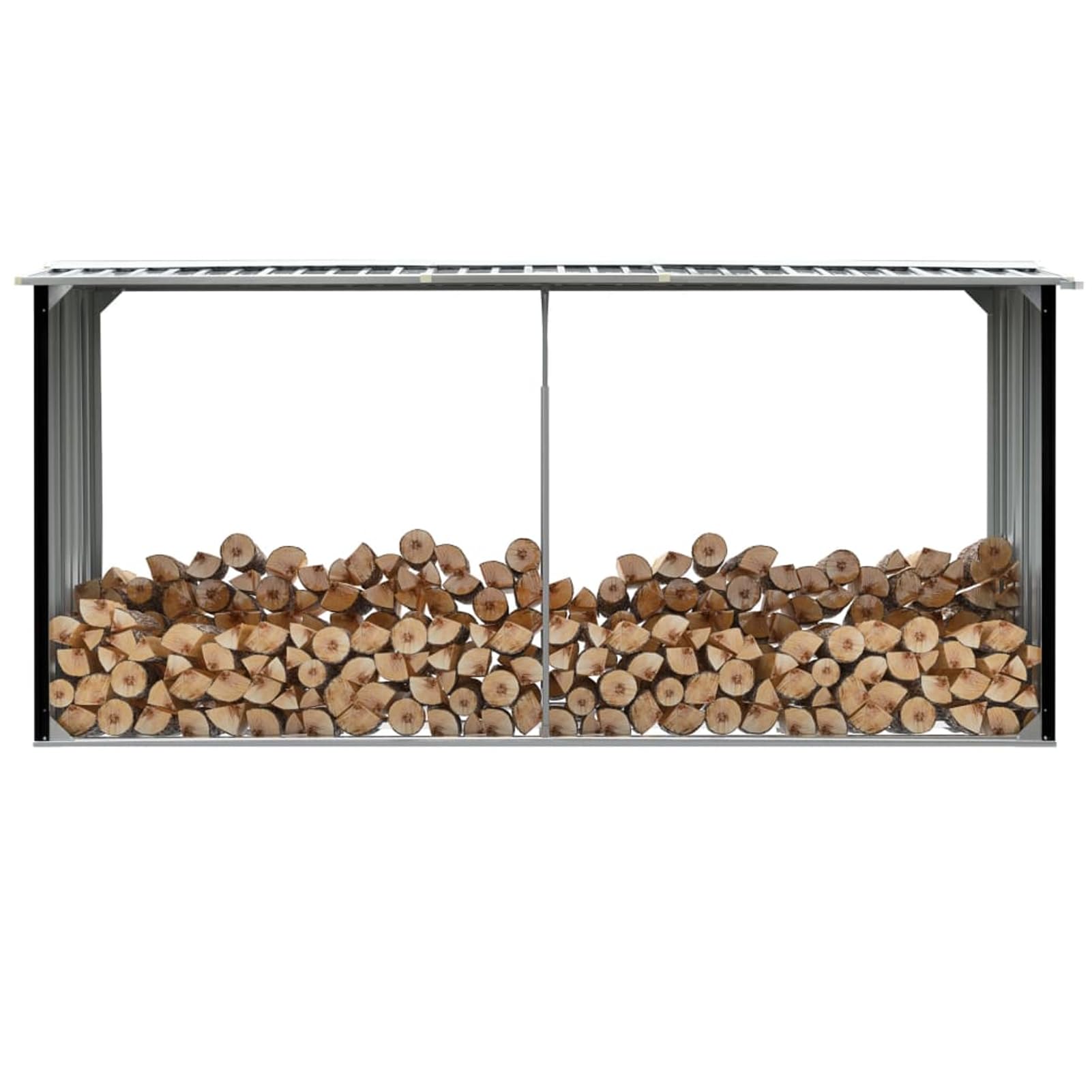 Gecheer Brennholzlager Verzinkter Stahl 330 x 92 x 153 cm Anthrazit, Kaminholzregal Kaminholzunterstand für innen und außen Lagerfeuer Camping Reisen47088