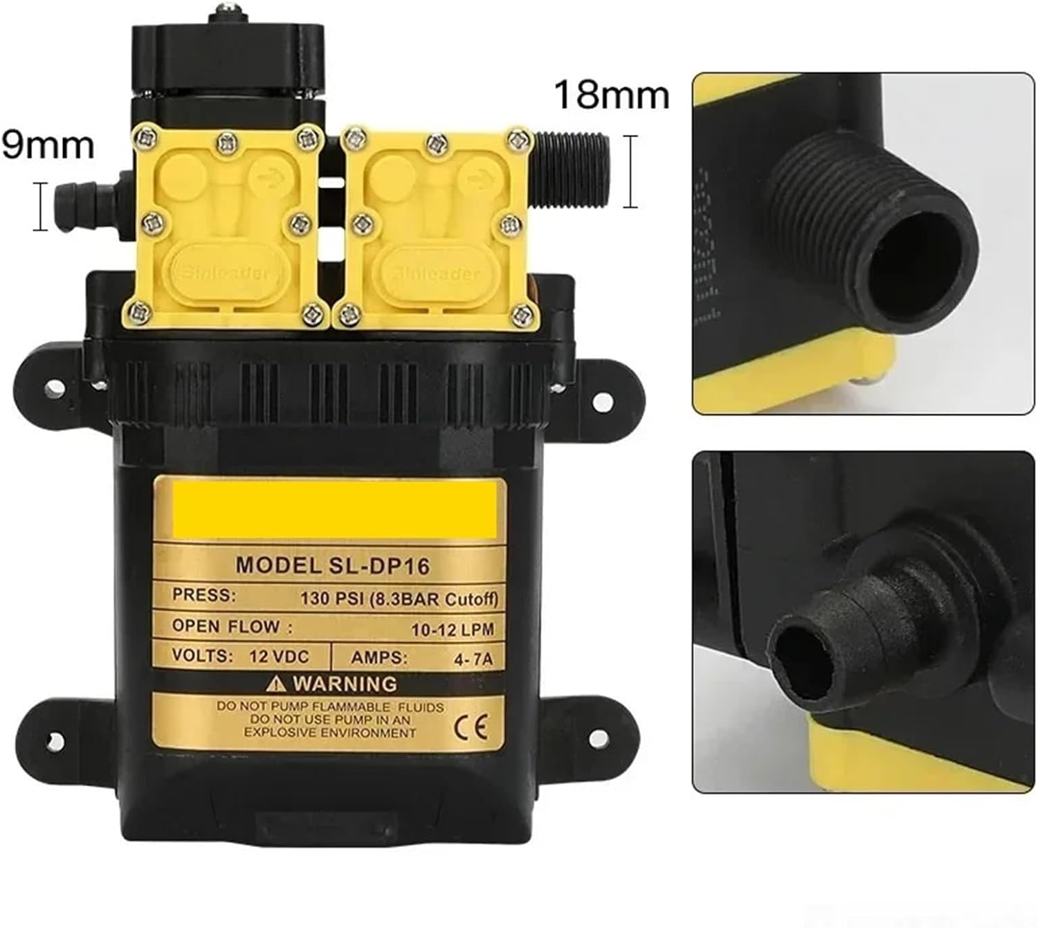 12V High Pressure Agricultural Electric Water Pump Sprayer Pumps Dual-Core Power for Chemical Waste Oil