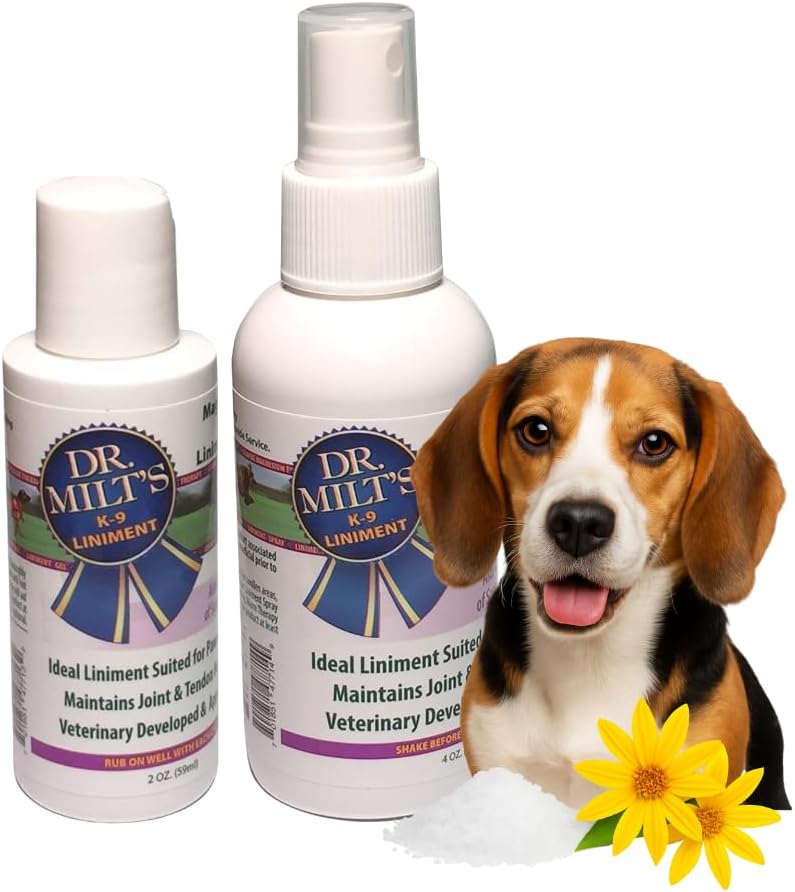 Dr. Milt's Dog Hip and Joint Pain Relief Spray and Gel, Topical Magnesium Sulfate & Arnica Ointment. Reduces Inflammation, Lessens Tenderness and Alleviates Nervousness. 1-4oz Spray & 1-2oz Gel