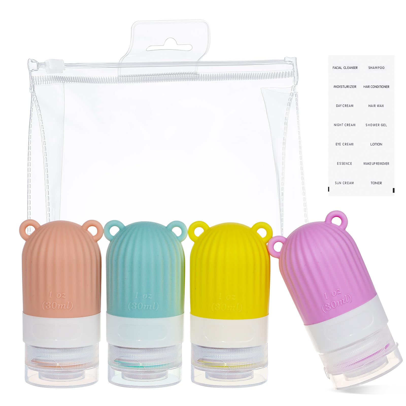 RONRONS Silikon-Reiseflaschen Set – 2x 60ml, Auslaufsicher, TSA-geprüft Für Shampoo & Co.