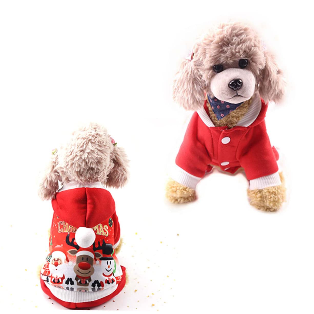 Mipcase 3 Pz felpa con cappuccio per cani di babbo natale per cani costume da cane natalizio abbigliamento natalizio costume di natale giacca per animali domestici di Natale rosso
