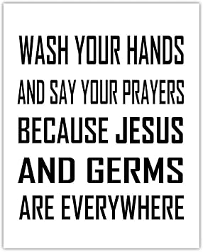 Wash Your Hands and Say Your Prayers... Farmhouse Bathroom Wall Art Decor Unframed 11x14 Art Print Sign, Funny Bathroom Wall Decorations & Artwork Prints, Aesthetic Signs & Witty Pictures