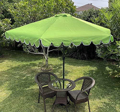 Bellrino Decor Replacement Scalloped Edge Umbrella Canopy For 9Ft 6 Ribs (Canopy Only) C002 (Apple Green) #TOP2