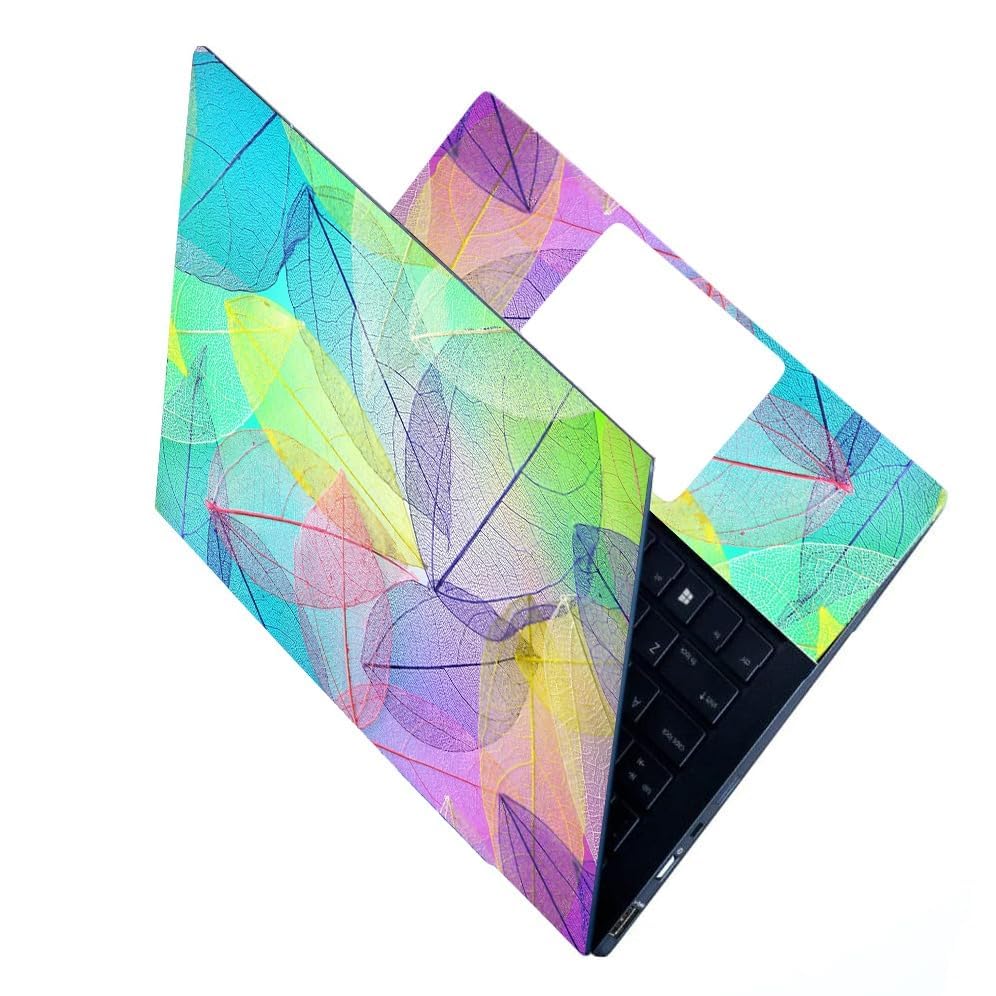 Image of Full Laptop Skin Stickers HD Quality Sticker for Laptops Upto 15.6 inch (Dustproof|Waterproof|Scratchproof|Reusable) - BL Leaf FL RON1
